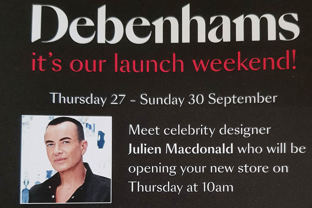 Celebrity Designer Julein macdonald Opens Watford Debenhams